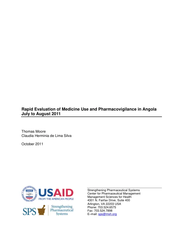 Rapid Evaluation of Medicine Use and Pharmacovigilance in Angola