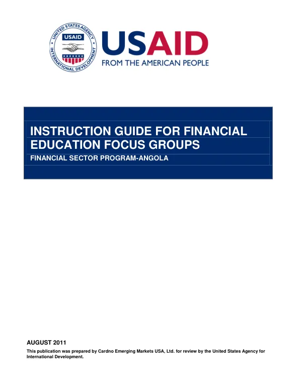 Instruction Guide for Financial Education Focus Groups