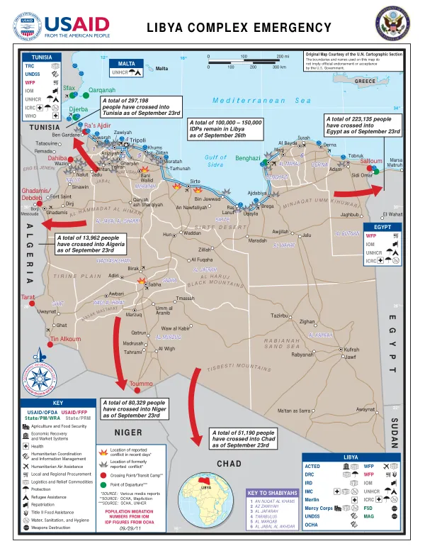 USAID/OFDA Libya Program Map 09/29/2011