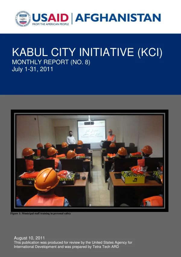 Kabul City Initiative (KCI) Monthly Report: July 2011