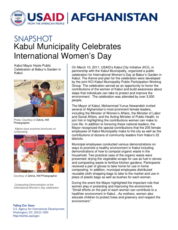 Kabul Municipality Celebrates International Women’s Day