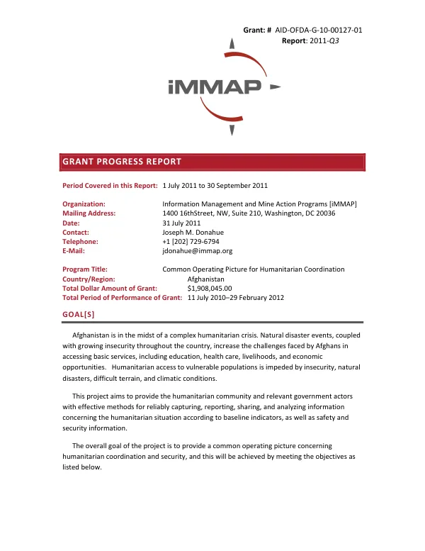 Grant Progress Report: 2011-Q3