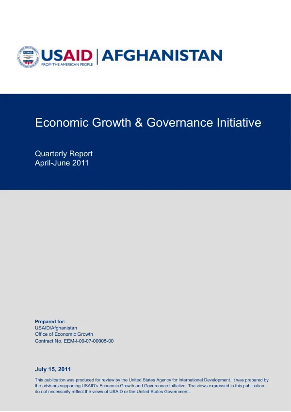 Economic Growth & Governance Initiative Quarterly Report April-June 2011