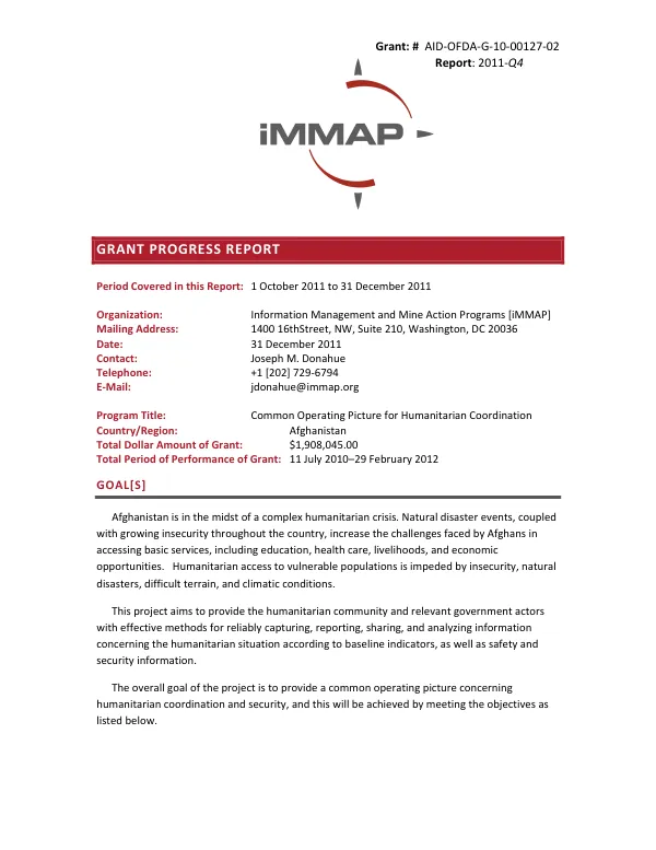 Grant Progress Report: 2011-Q4
