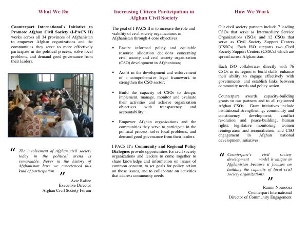 Initiative to Promote Afghan Civil Society Phase Two (I-PACS II)
