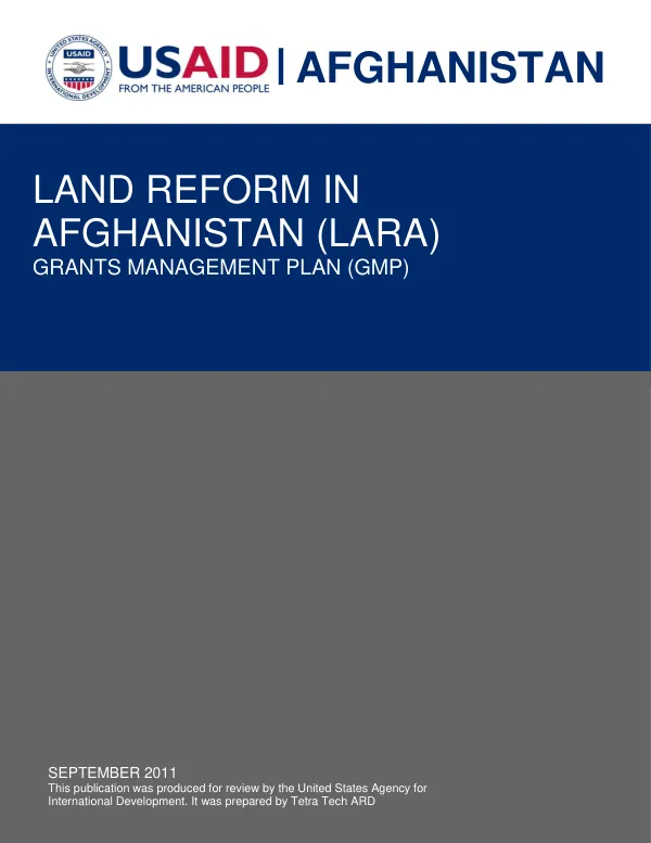 Land Reform in Afghanistan (LARA) Grants Management Plan