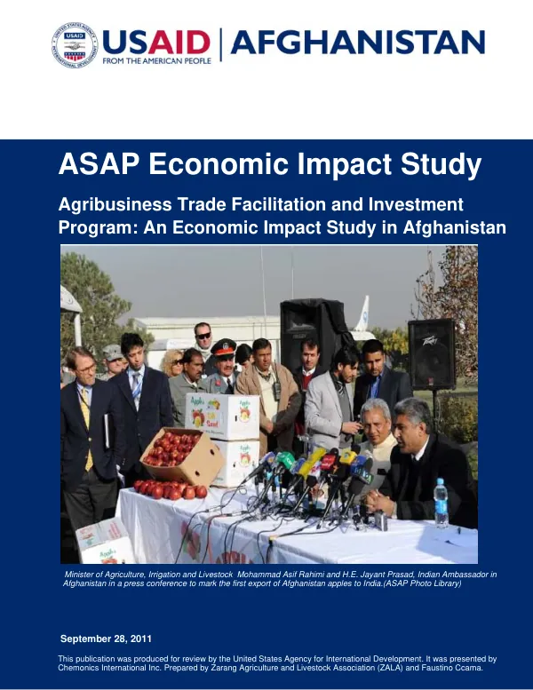 ASAP Economic Impact Study: Agribusiness Trade Facilitation and Investment Program in Afghanistan