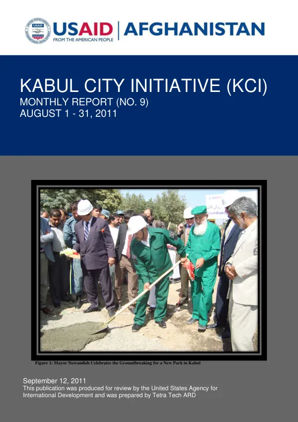 Kabul City Initiative (KCI) Monthly Report: August 2011