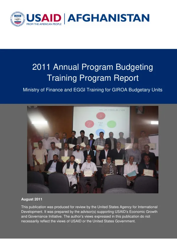 2011 Annual Program Budgeting Training Program Report
