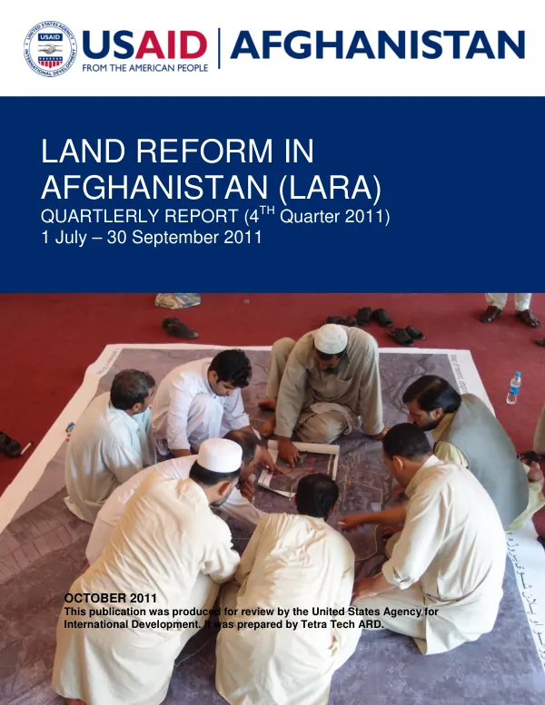 Land Reform in Afghanistan (LARA) Quarterly Report (4th Quarter) July–September 2011