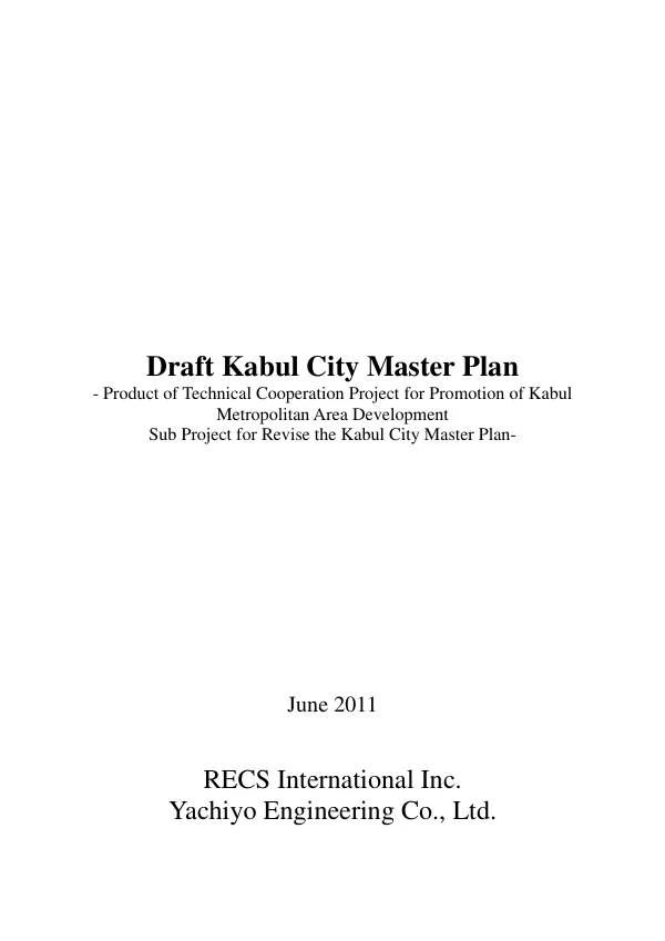 Draft Kabul City Master Plan
