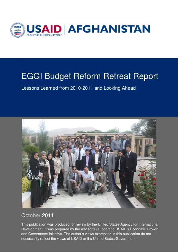 EGGI Budget Reform Retreat Report Lessons Learned from 2010-2011 and Looking Ahead