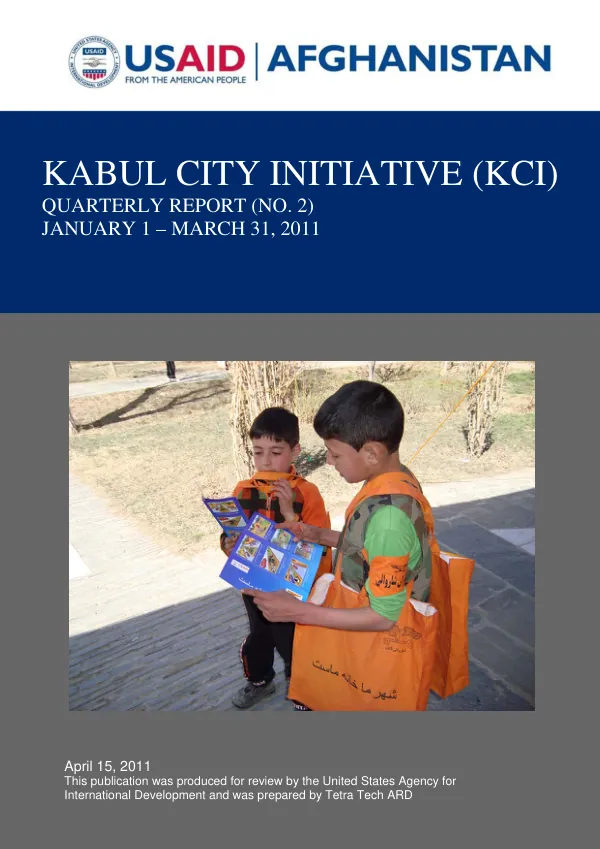 Kabul City Initiative (KCI) Quarterly Report: January 1 – March 31, 2011