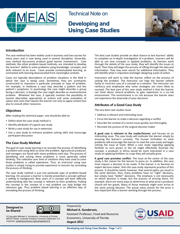 Developing and Using Case Studies