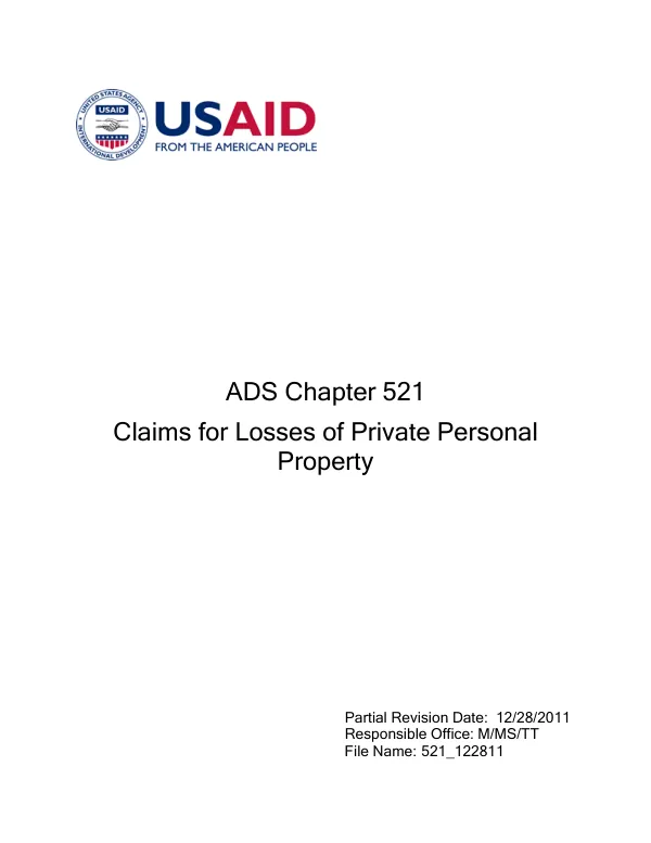 ADS 521 - Claims for Losses of Private Personal Property