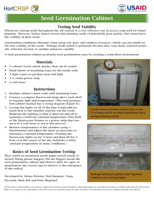 Seed Germination Cabinet Fact Sheet