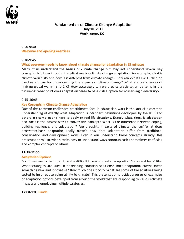 Fundamentals of Climate Change Adaptation