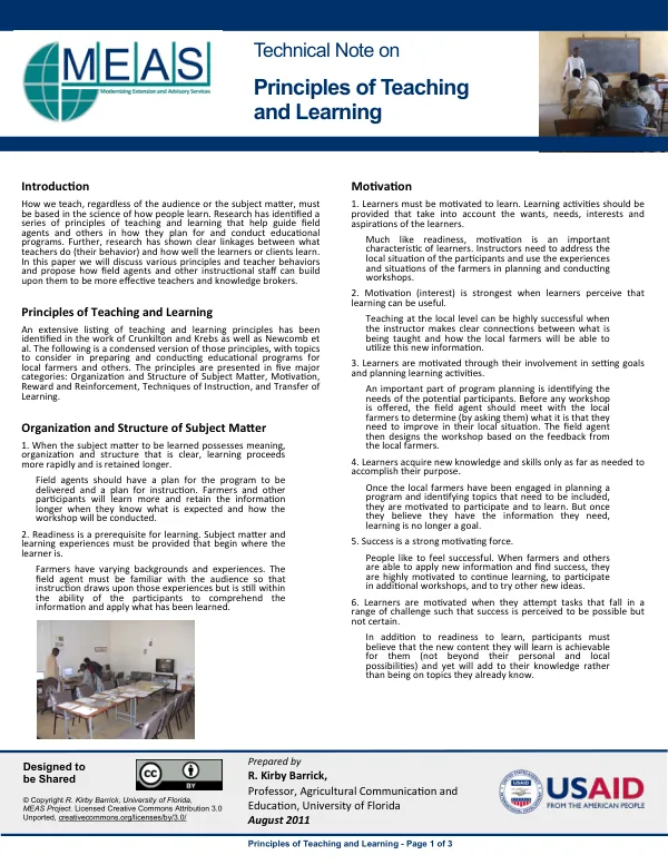 Principles of Teaching and Learning