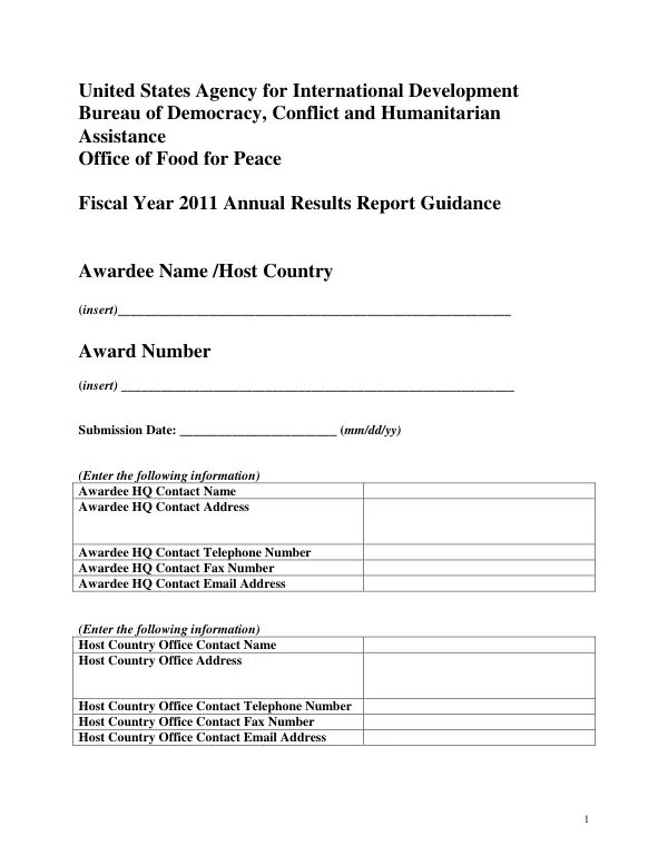 Fiscal Year 2011 Annual Results Report Guidance