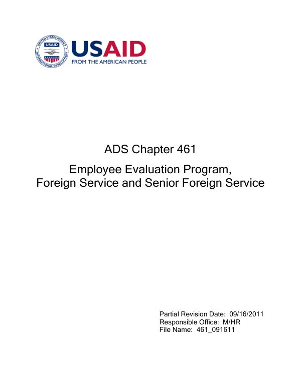 ADS 461 - Employee Evaluation Program, Foreign Service and Senior Foreign Service