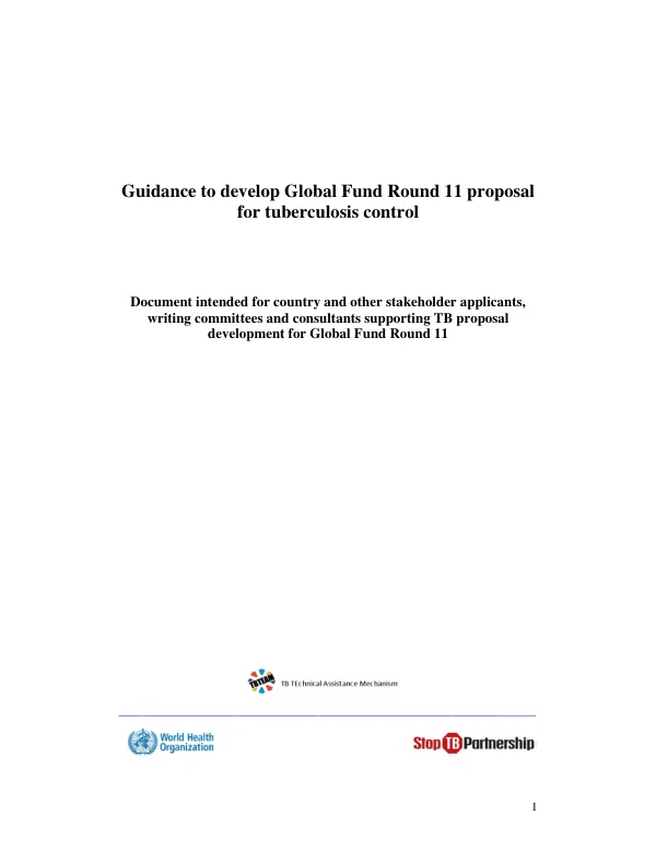 Guidance for Global Fund Round 11 Proposal for Tuberculosis Control
