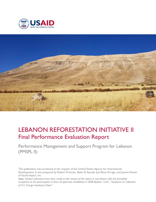 Lebanon Reforestation Initiative II Final Performance Evaluation Report