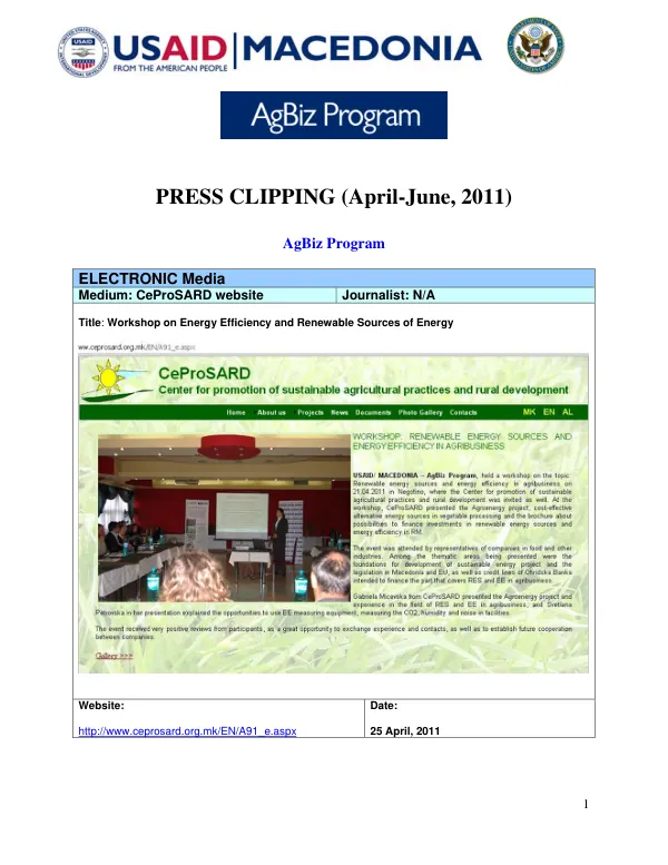 AgBiz Program Press Clippings_April - June 2011