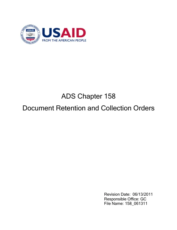 ADS Chapter 158: Document Retention and Collection Orders