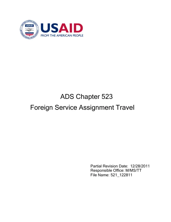 ADS Chapter 523 - Foreign Service Assignment Travel