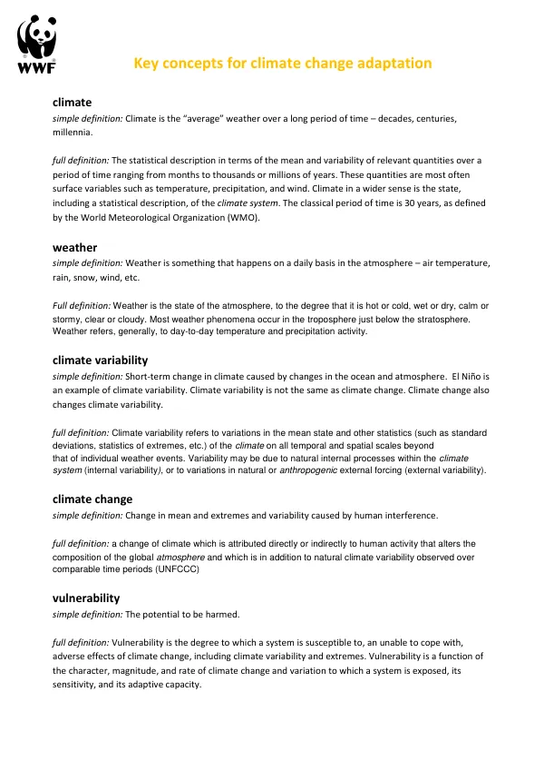 Key concepts for climate change adaptation