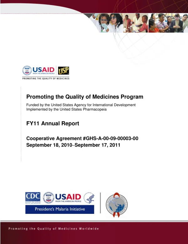 FY11 Annual Report: Promoting the Quality of Medicines Program