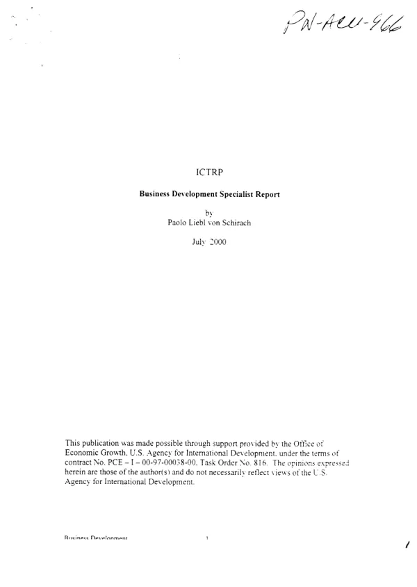 ICTRP : business development specialist report