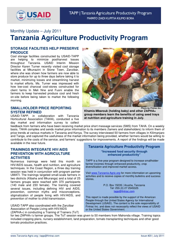 USAID-TAPP monthly bulletin #20