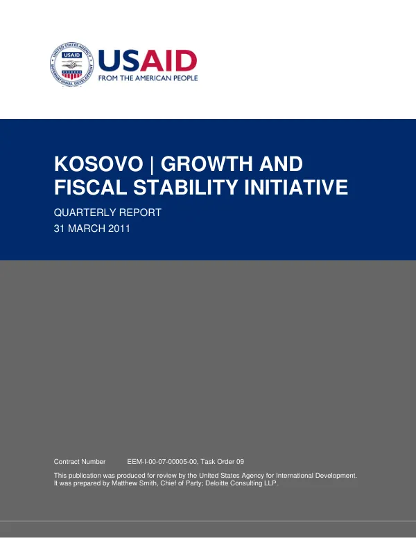 Kosovo | Growth and Fiscal Stability Initiative Quarterly Report