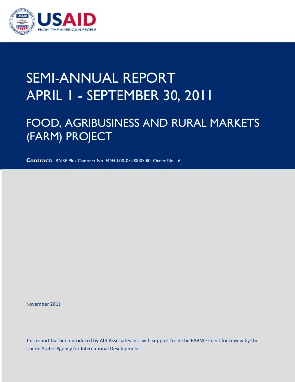 Semi-Annual Report April 1 - September 30, 2011 FOOD, AGRIBUSINESS, AND RURAL MARKETS (FARM)