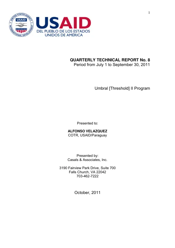 Quarterly Technical Report No. 8: Umbral II Program