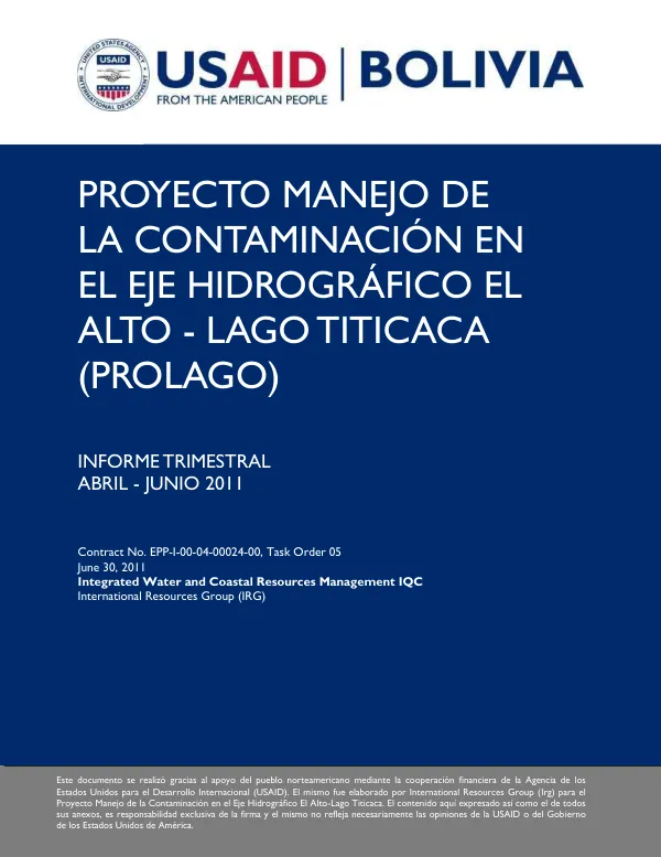 PROYECTO MANEJO DE LA CONTAMINACIÓN EN EL EJE HIDROGRÁFICO EL ALTO - LAGO TITICACA (PROLAGO)