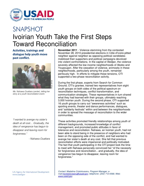 Ivoirian Youth Take the First Steps Toward Reconciliation