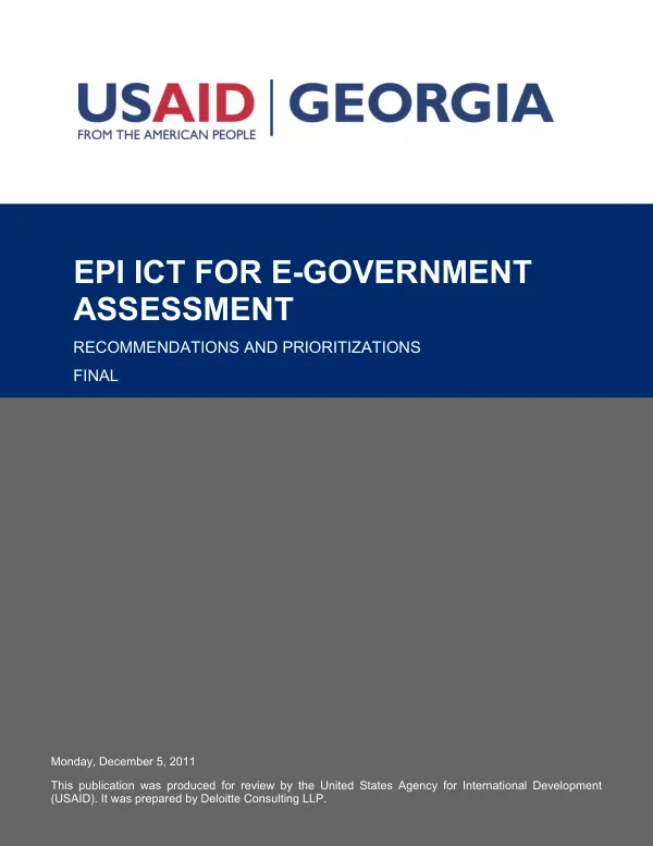 EPI ICT for E-Government Assessment Recommendations and Prioritizations Final