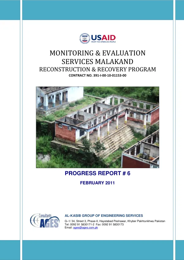 Monitoring & Evaluation Services Malakand Reconstruction & Recovery Program Progress Report # 6