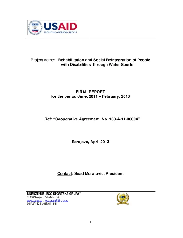 Rehabilitation and social reintegration of people with disabilities through water sports : final report