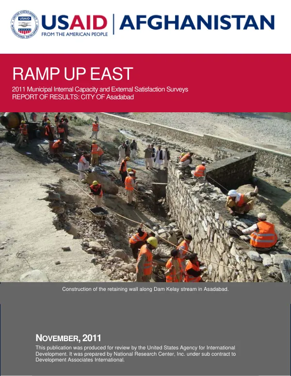 RAMP UP East 2011 Municipal Internal Capacity and External Satisfaction Surveys: REPORT OF RESULTS: CITY OF Asadabad