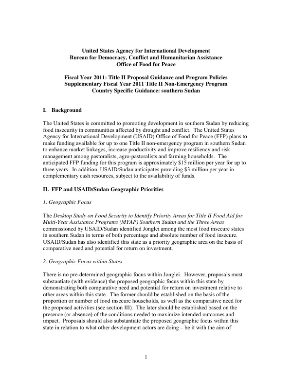 Fiscal Year 2011: Title II Proposal Guidance and Program Policies
