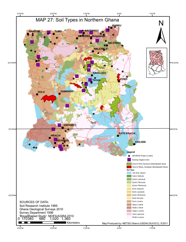 MAP 27: Soil Types in Northern Ghana