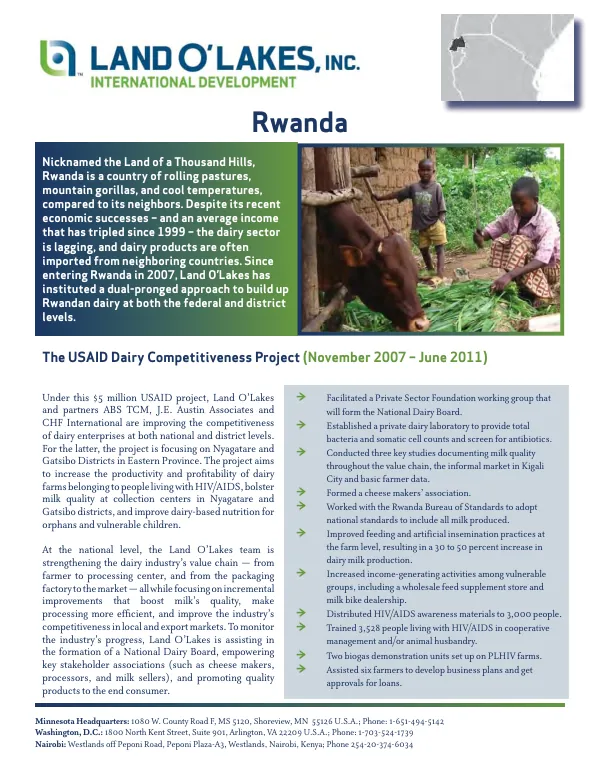 USAID Dairy Competitiveness Project in Rwanda