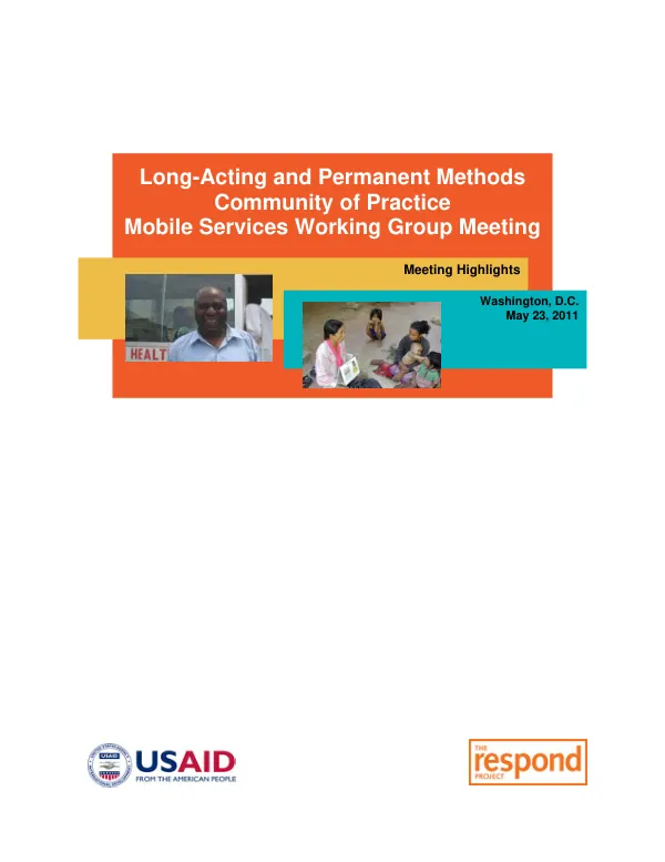 Long-Acting and Permanent Methods Community of Practice Mobile Services Working Group Meeting
