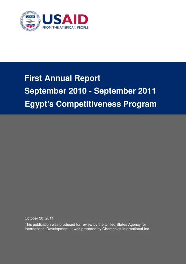 First Annual Report: Egypt's Competitiveness Program