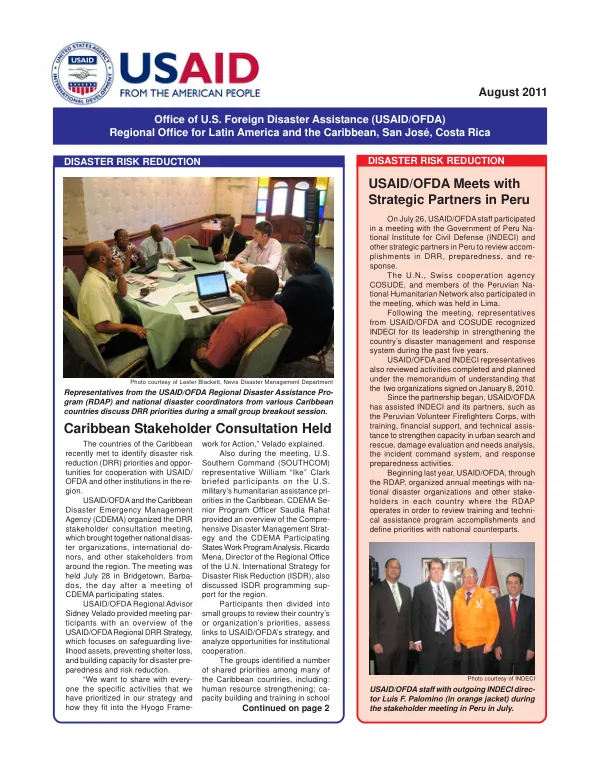 OFDA/LAC August 2011 Bulletin