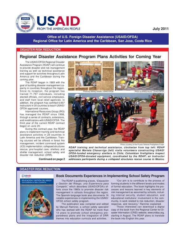 USAID/OFDA LAC NEWSLETTER JUNE 2011