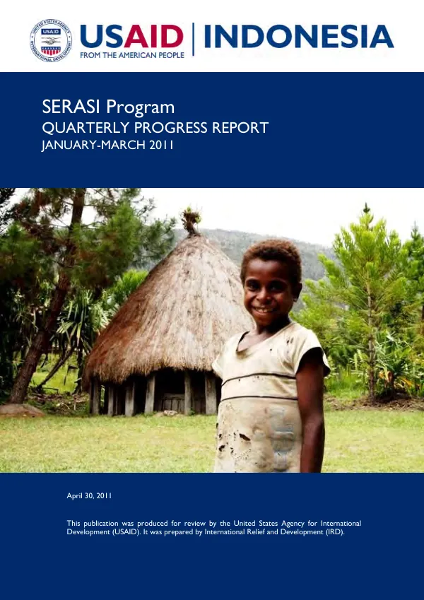 Quarterly Progress Report: SERASI Program January-March 2011